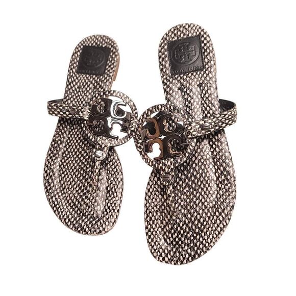 TORY BURCH MILLER NEW FLATS SHOES SANDALS LEATHER LOGO 8.5M - Picture 1 of 6